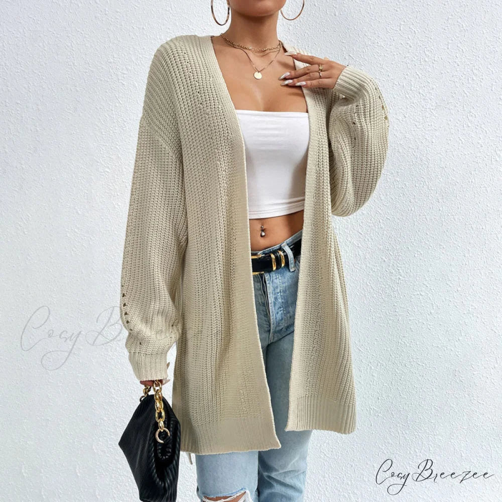Colour Knitted Solid Cardigan