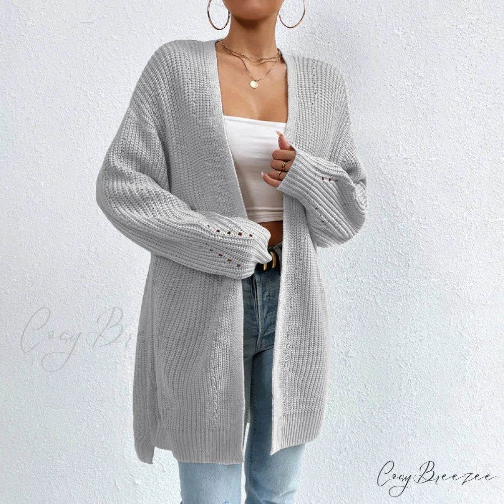 Colour Knitted Solid Cardigan