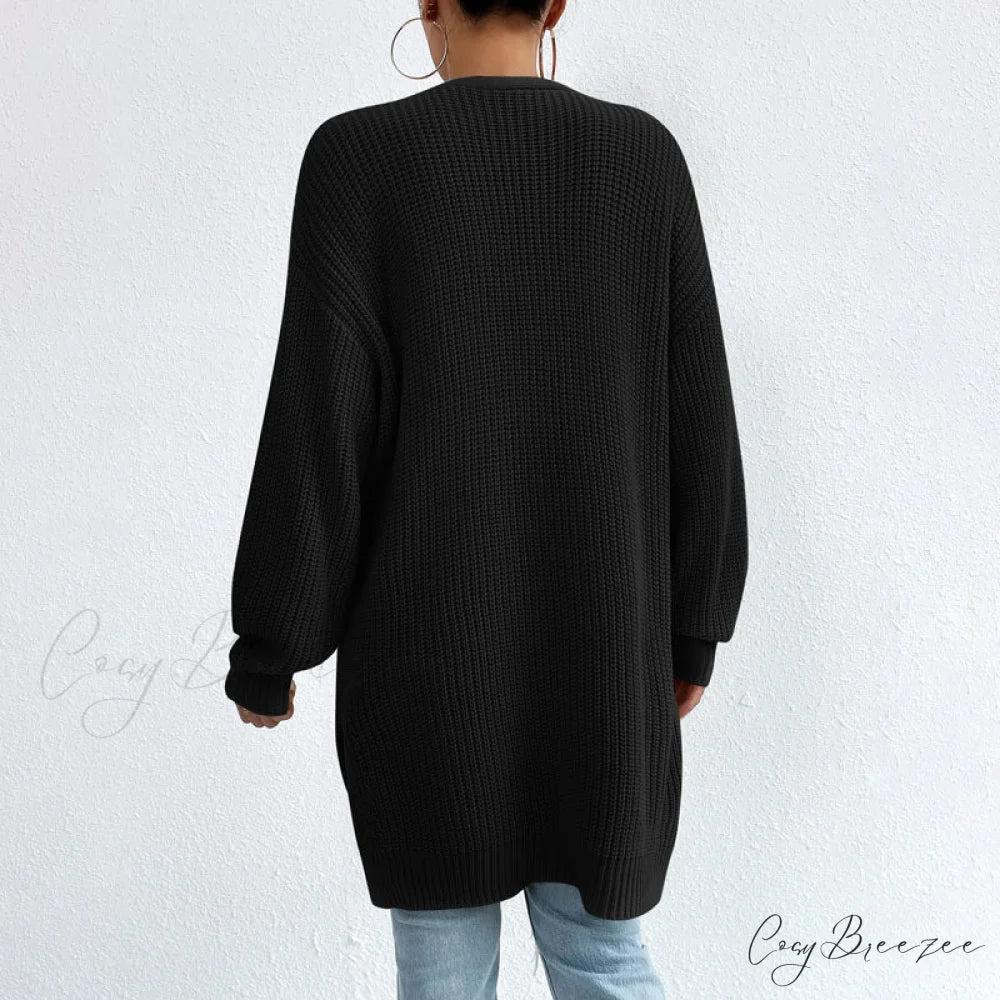 Colour Knitted Solid Cardigan