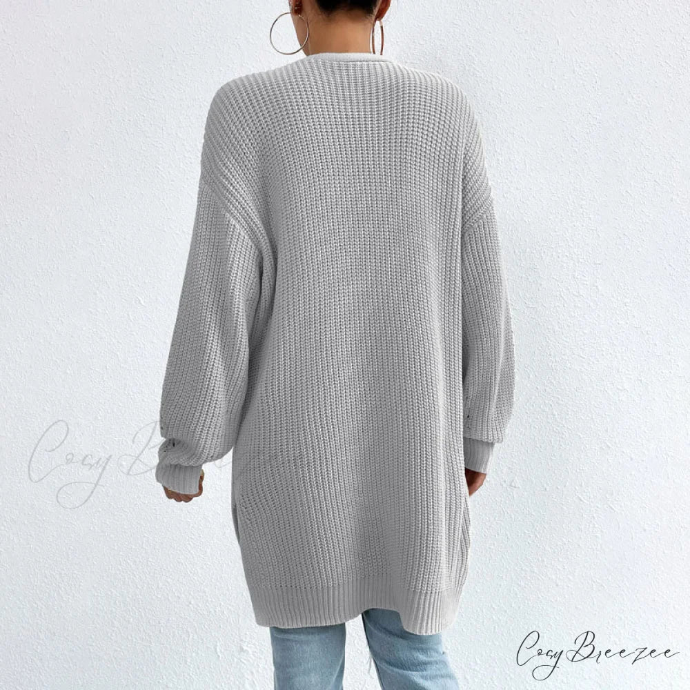 Colour Knitted Solid Cardigan