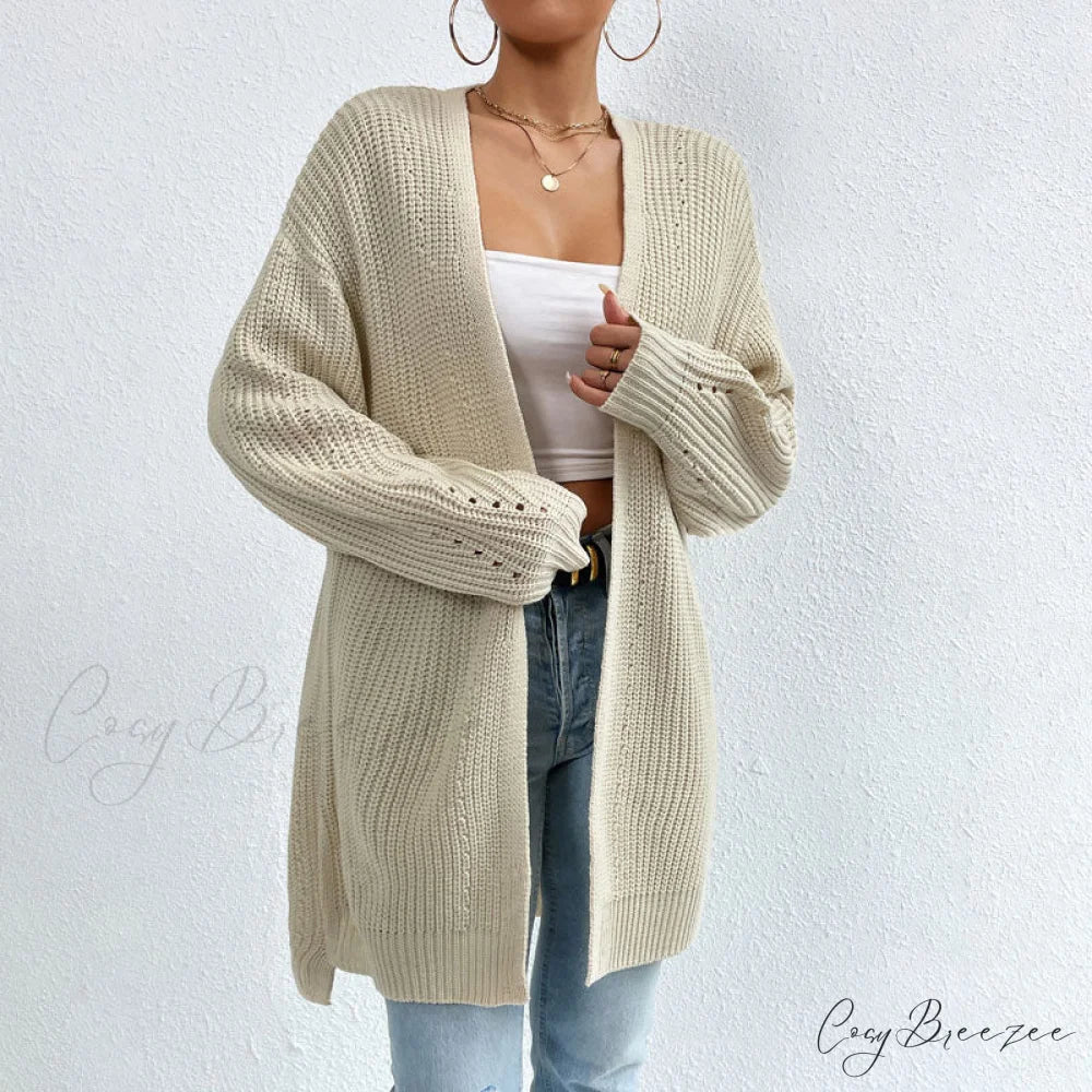 Colour Knitted Solid Cardigan