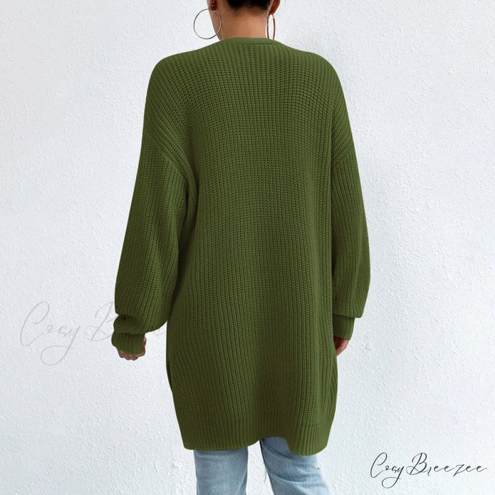 Colour Knitted Solid Cardigan