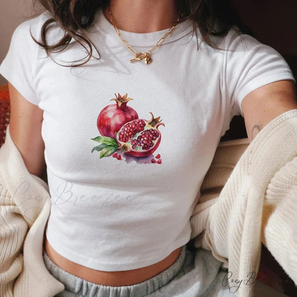 Combhasaki Summer Y2K Cherry Print T-shirt white4 / S t-shirt-250223