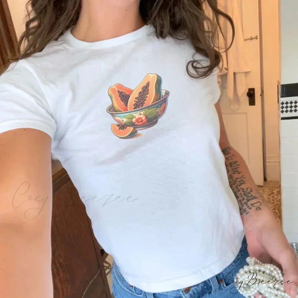 Combhasaki Summer Y2K Cherry Print T-shirt white5 / S t-shirt-250223