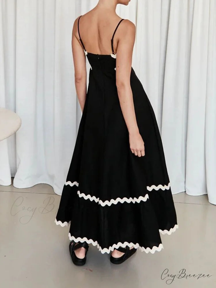 Contast Trim Graceful Cami Long Dress