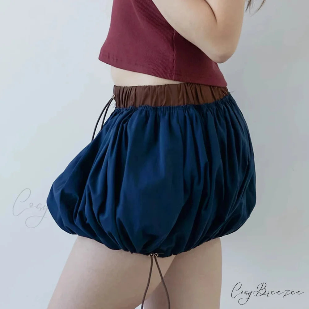 Contrast Drawstring Pocketed Skirt Malachite Blue / S skirts-250223