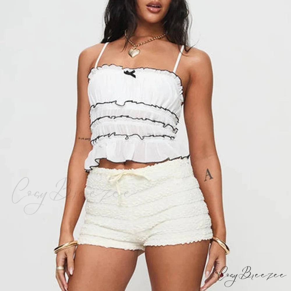 Contrast Ruffled Layered Crop Top croptop-250223
