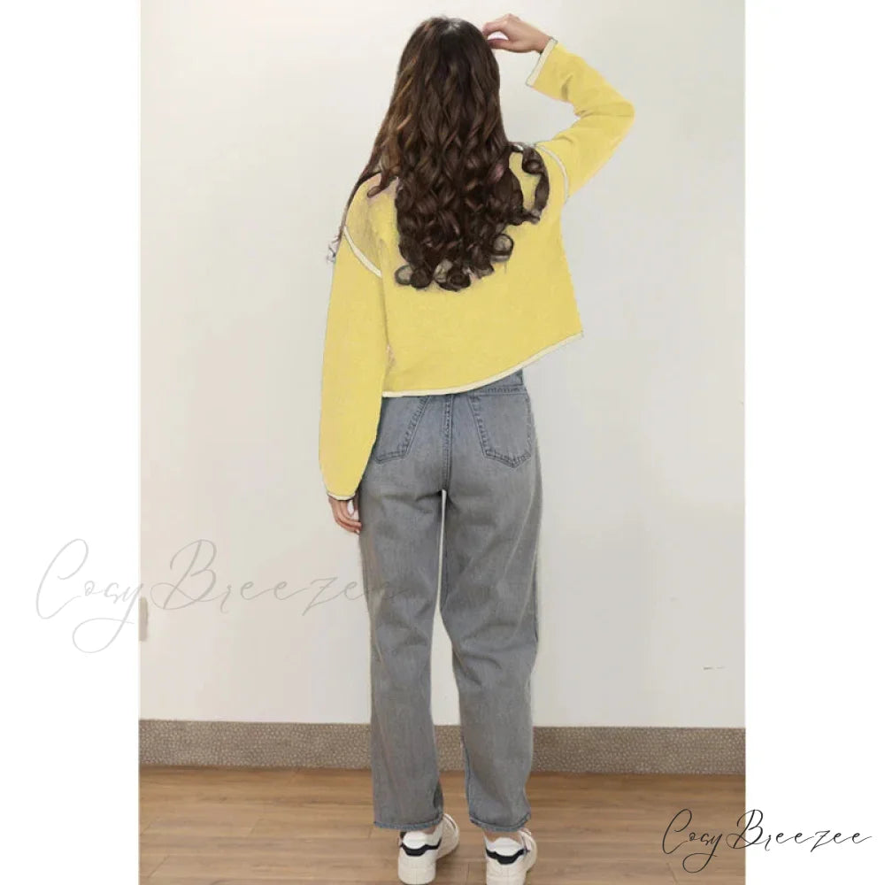 Contrast Stitching Full Sleeve Button Cardigan cardigans-241228