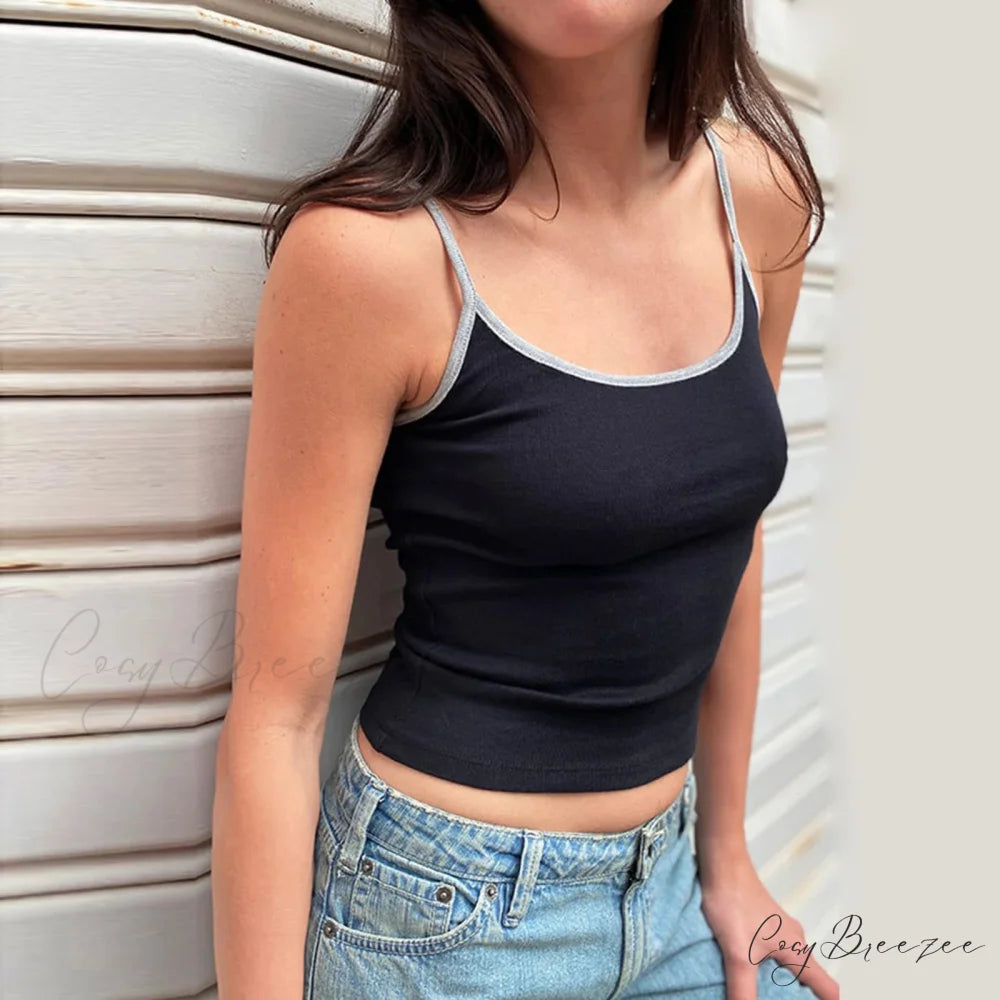 Contrast Trim Scoop Crop Top black / S croptop-250223