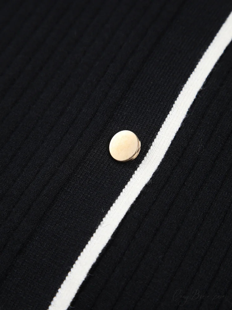 Contrast Trim Wrap Trendy Midi Knit Dress