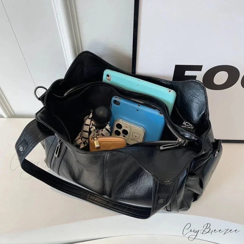Contrasting Color High-Quality Zipper Shoulder Bag shoulder-250126