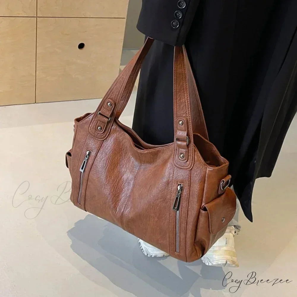 Contrasting Color High-Quality Zipper Shoulder Bag shoulder-250126
