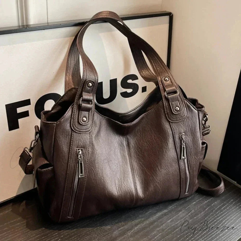 Contrasting Color High-Quality Zipper Shoulder Bag shoulder-250126