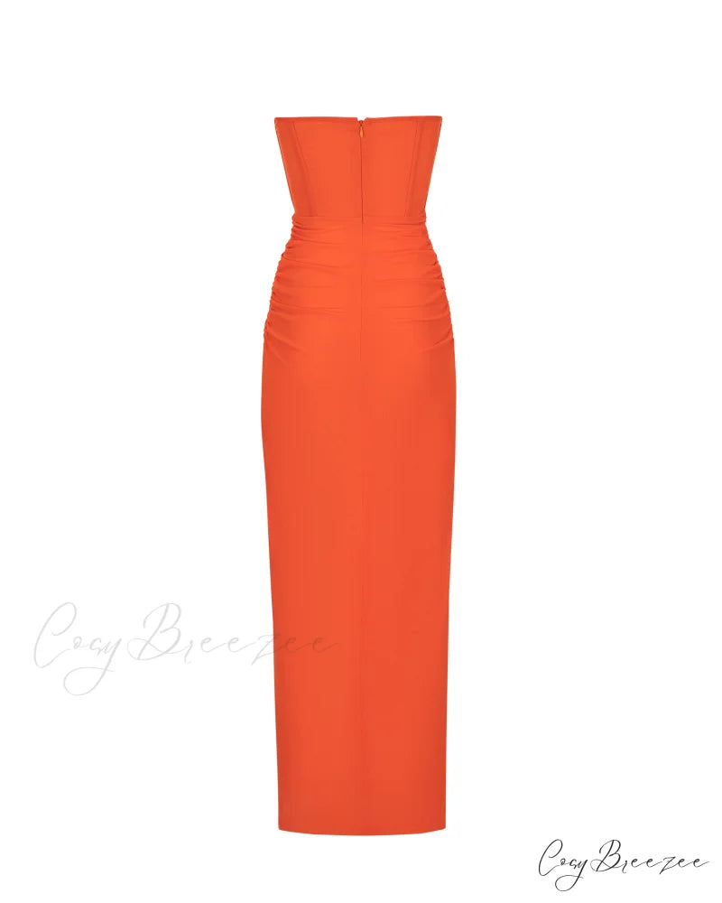 Coral Blazing Stylish Off-The-Shoulder Maxi Dress S / Coral