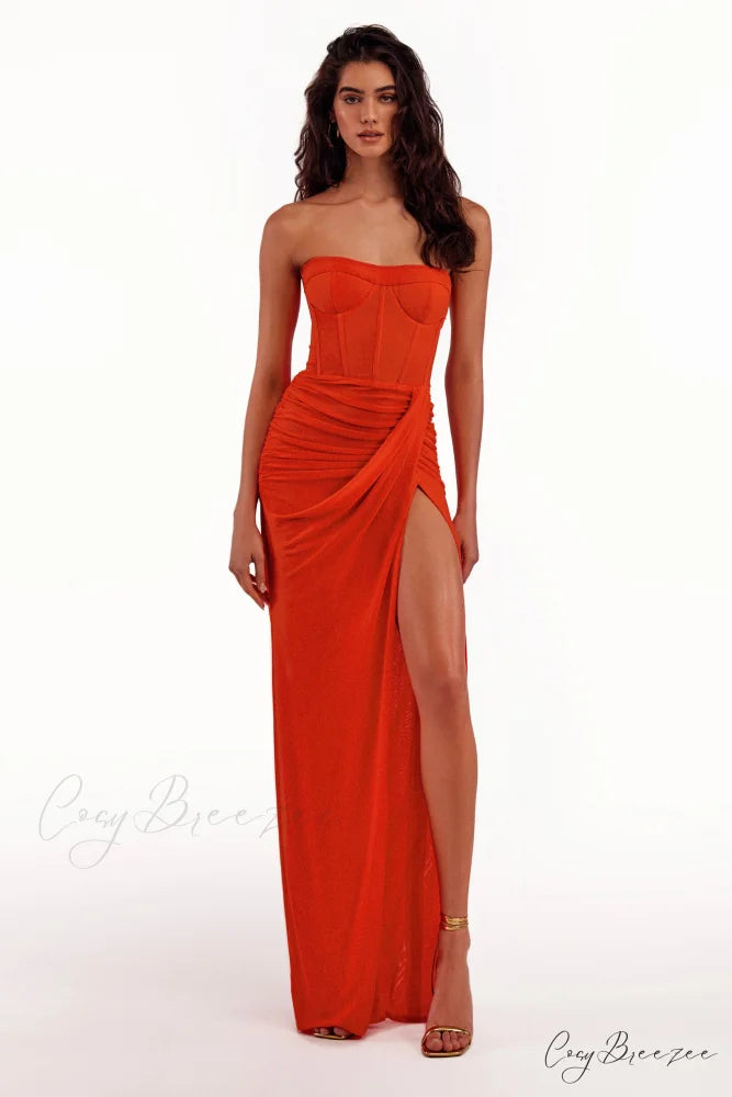 Coral Blazing Stylish Off-The-Shoulder Maxi Dress XS / Coral
