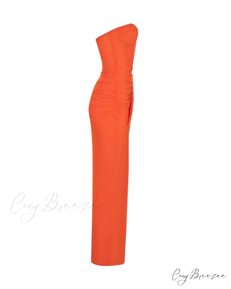 Coral Blazing Stylish Off-The-Shoulder Maxi Dress XXL / Coral