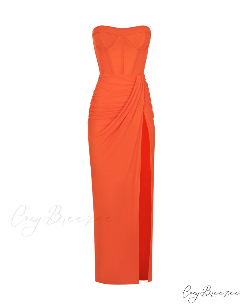 Coral Blazing Stylish Off-The-Shoulder Maxi Dress XXS / Coral