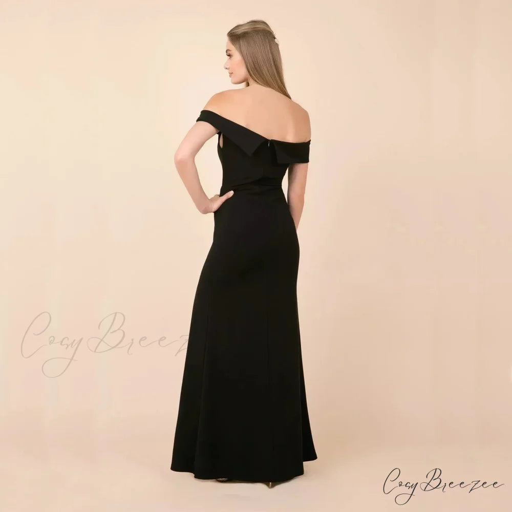 Coralie Off Shoulder Charming Front Slit Dress