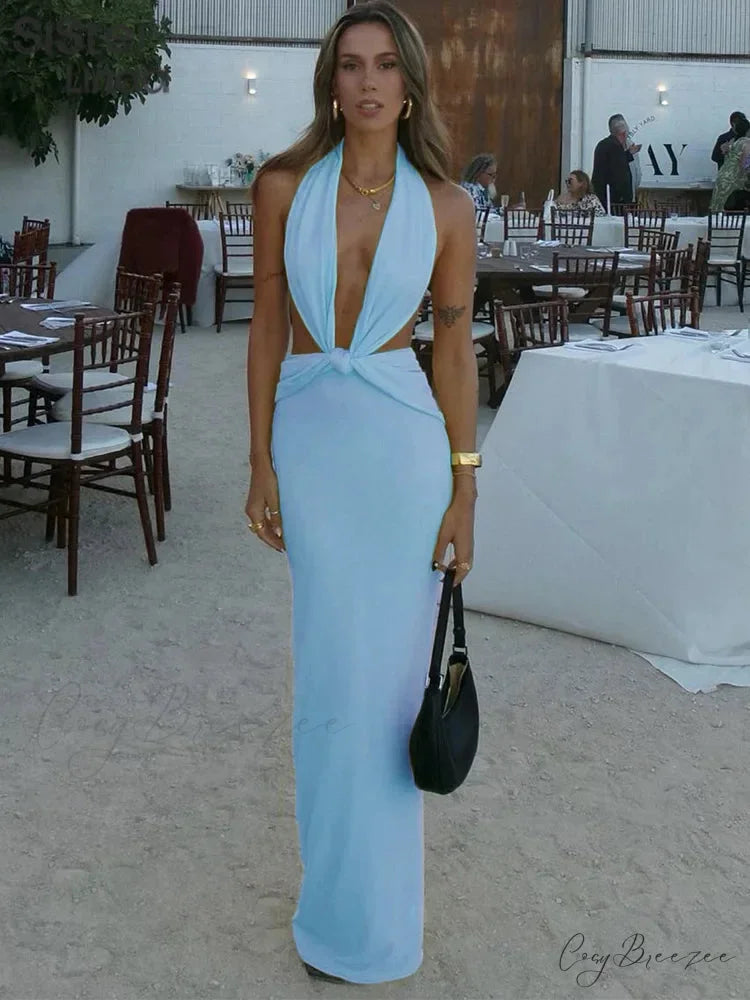 CORI Elegant MAXI DRESS Blue / S
