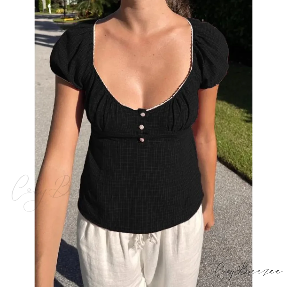 Cottage Plaid Short Crop Top black / S croptop-250223