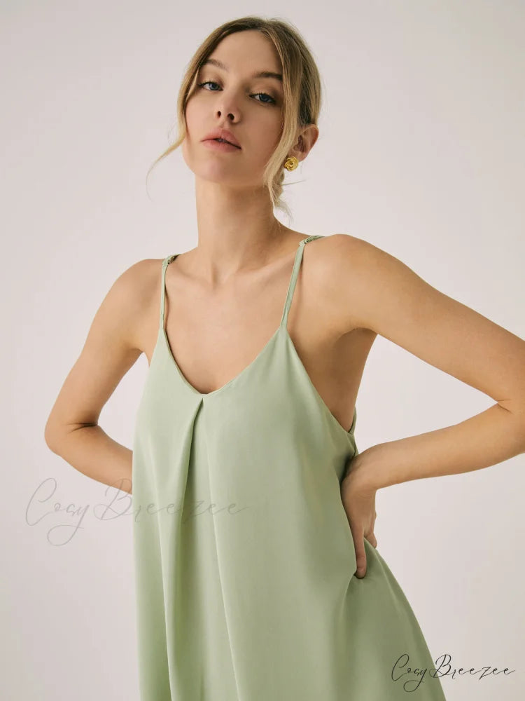 Cotton Blends Graceful Pleated Long Dress