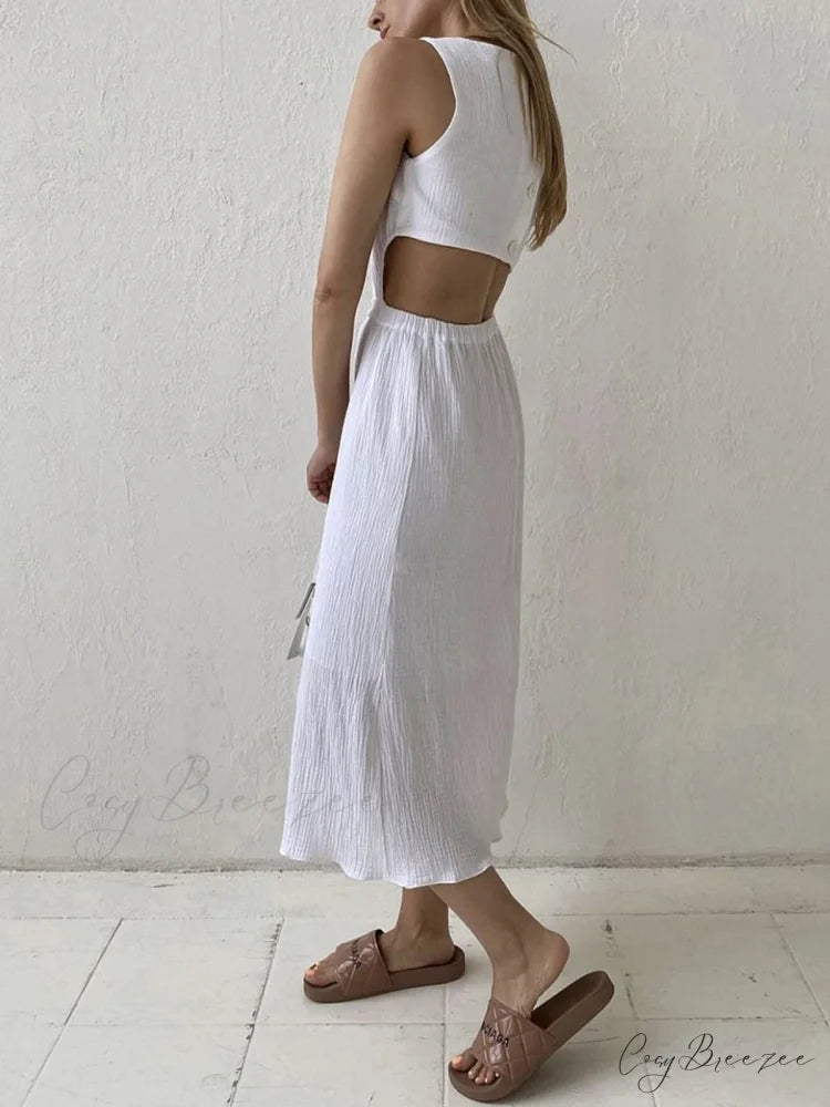 Cotton Holiday Cut Trendy Out Long Dress