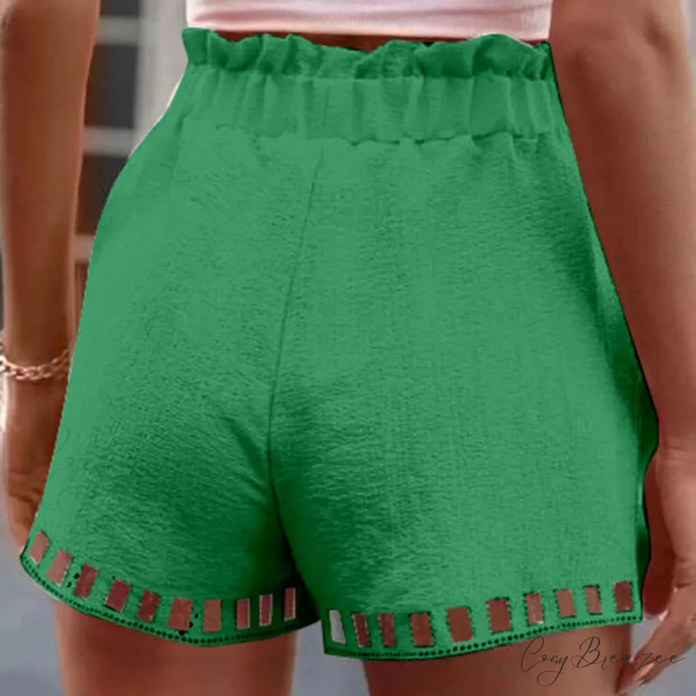 Cotton Linen Hollow-Out Beach Shorts short-250223