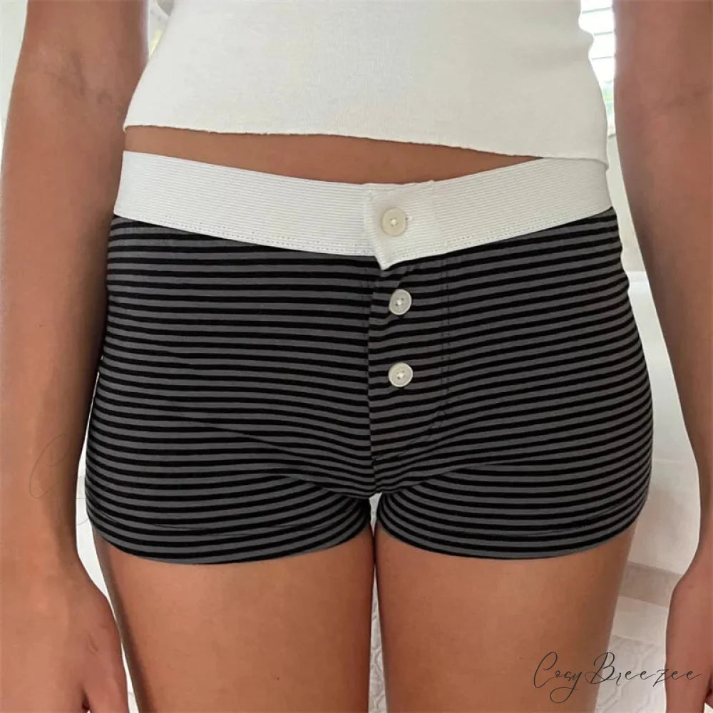 Cotton Print Button Sweatshorts Mixed Color / S short-250223