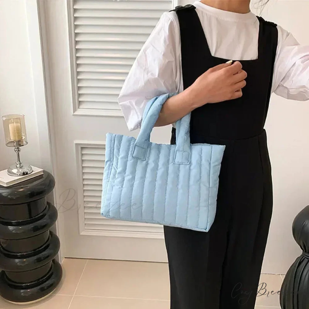 Cotton Quilted Solid Color Commuter Handbag handbag-250126