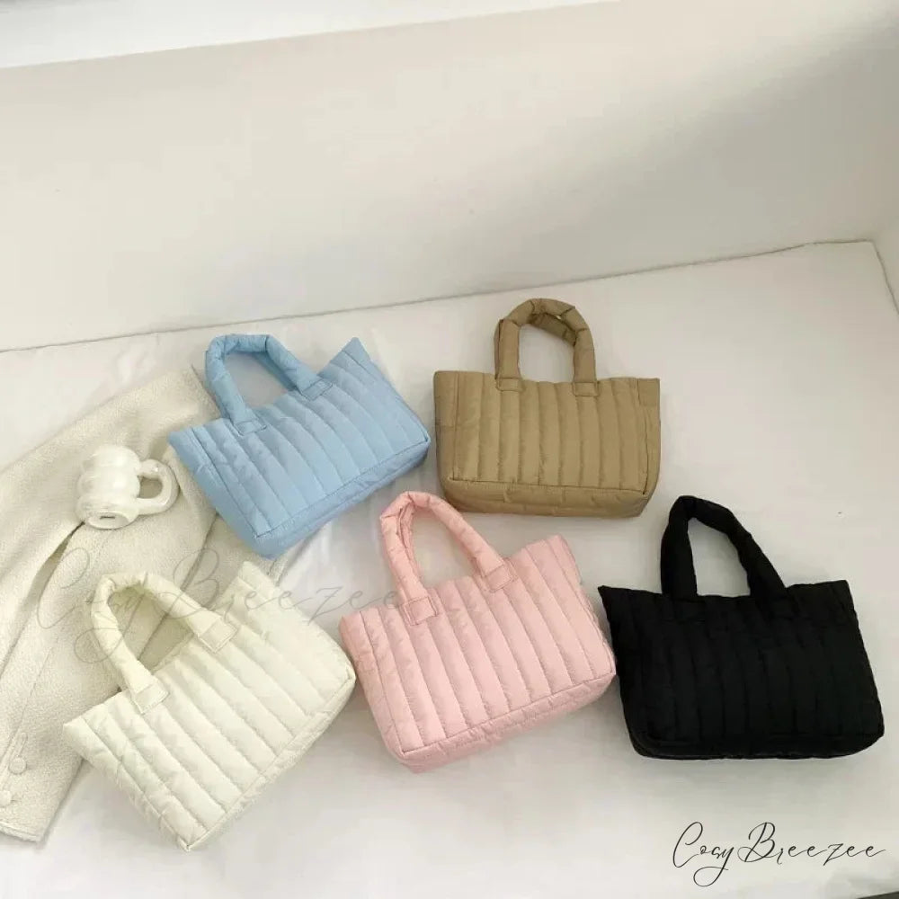 Cotton Quilted Solid Color Commuter Handbag handbag-250126