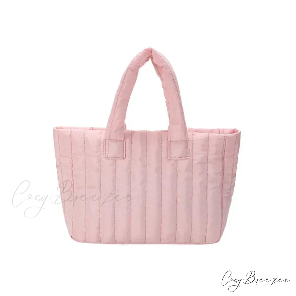 Cotton Quilted Solid Color Commuter Handbag Pink handbag-250126