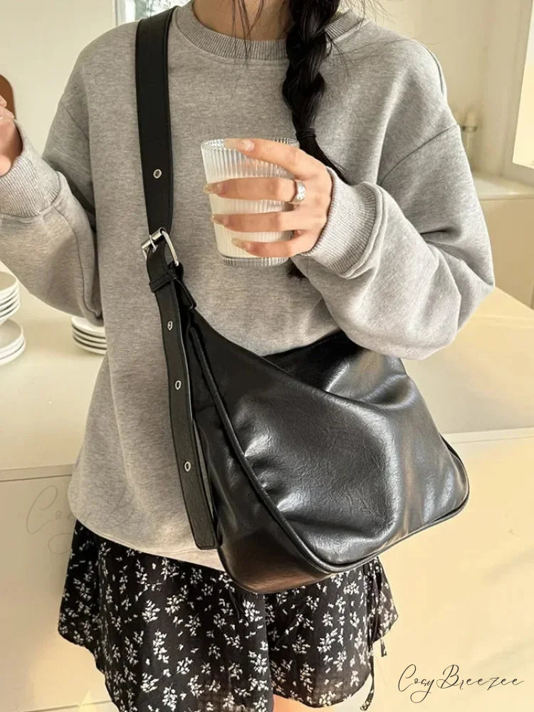 Cowhide Luxury Messenger Crossbody Bag Black-2 / 22x30x10cm crossbody-250126