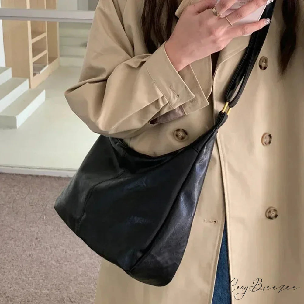 Cowhide Luxury Messenger Crossbody Bag Black / 22x30x10cm crossbody-250126