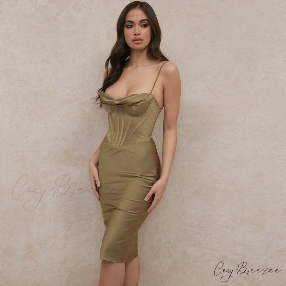 Cowl Neck Graceful Tank Top L / Green