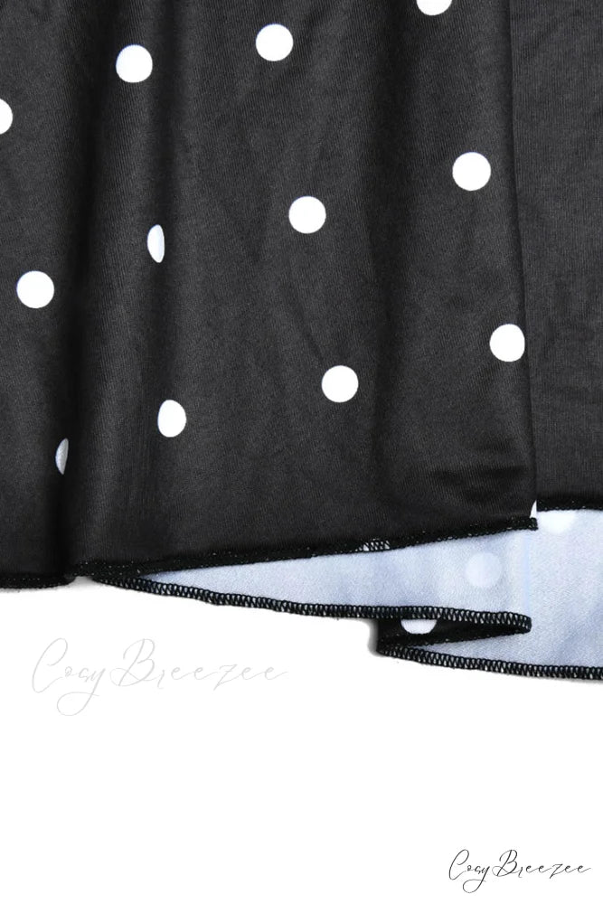 Cowl Neck Slit Dress with Polka Dots