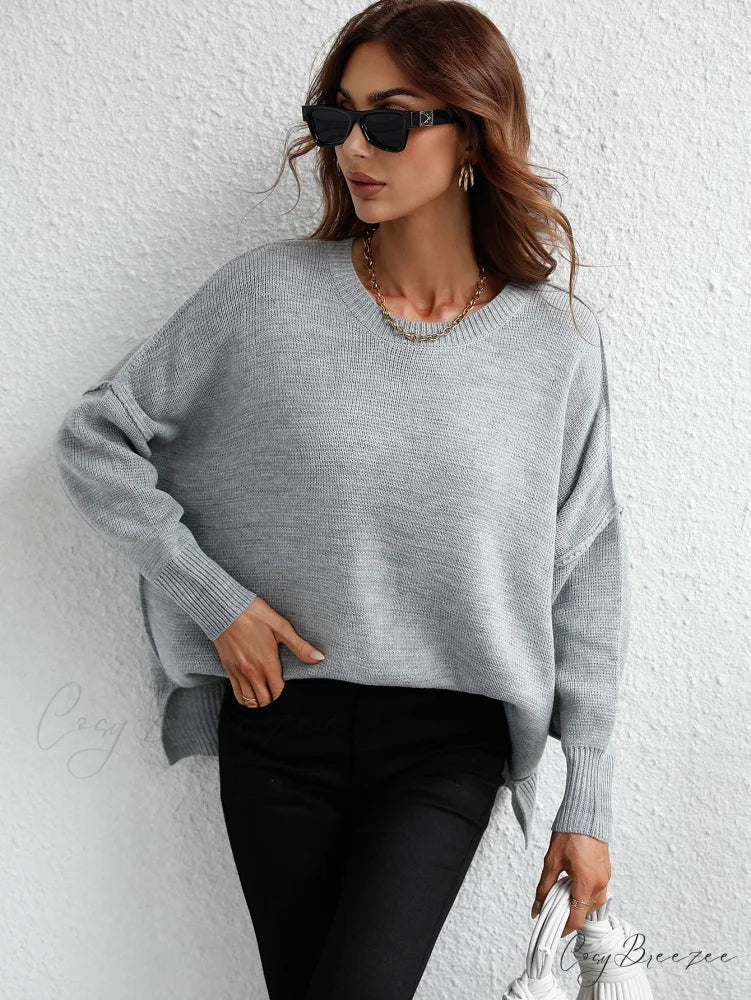 Cozy Stylish Elegant Chic Casual Comfortable Soft Warm Sweater DARK GRAY / S