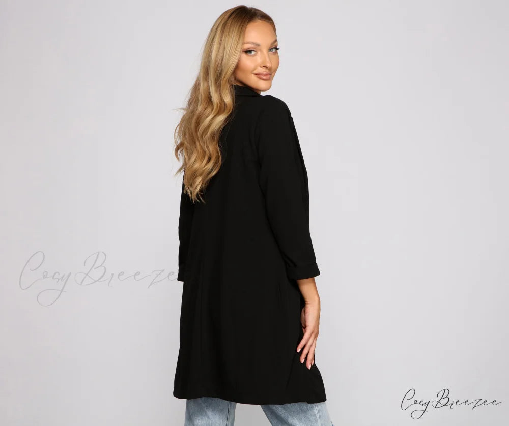 Crepe Long Line Blazer