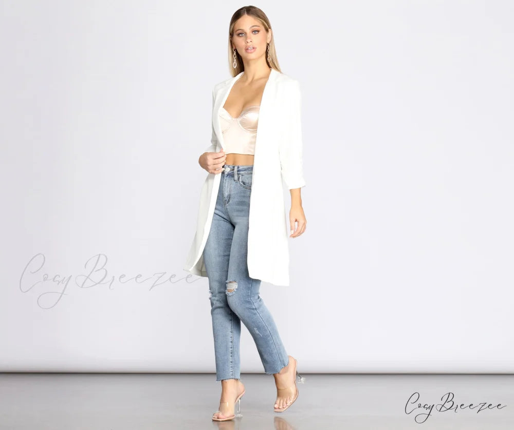 Crepe Longline Blazer for Boss Babes IVORY / S
