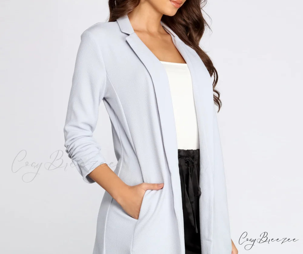 Crepe Longline Blazer for Boss Babes RED-2 / M