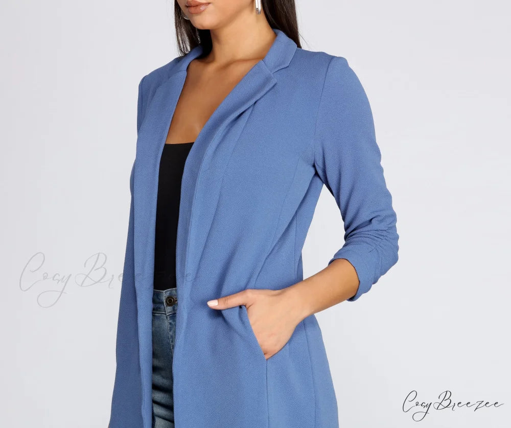 Crepe Longline Blazer for Boss Babes RED-3 / L