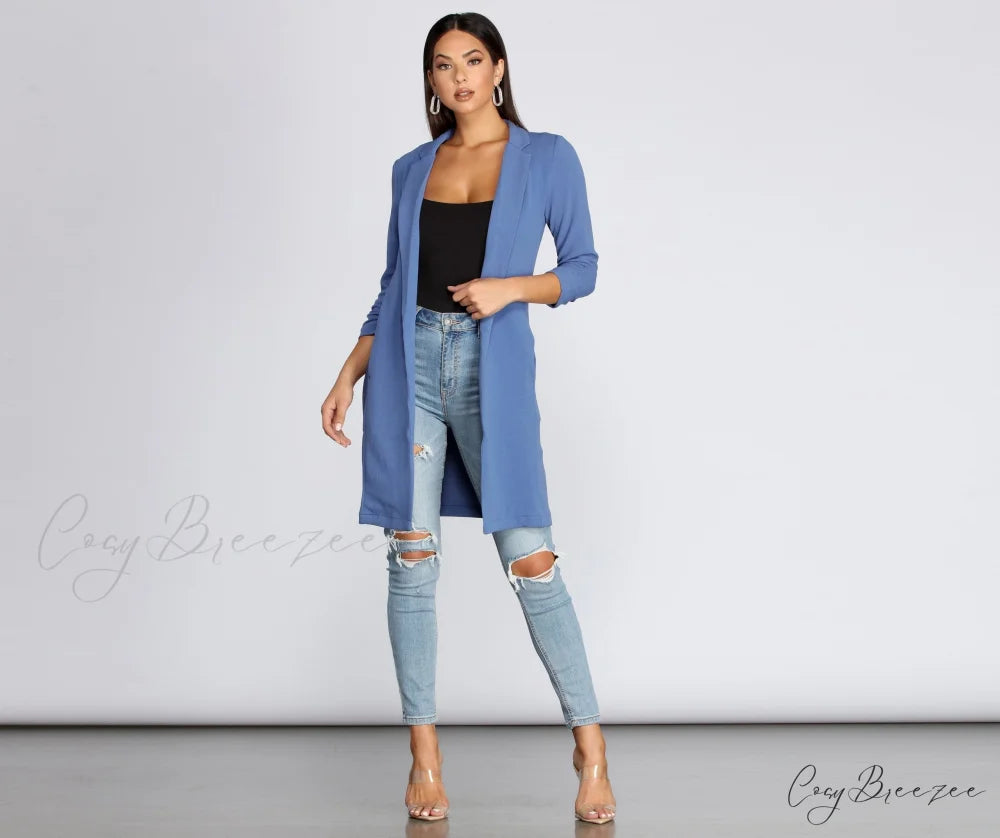 Crepe Longline Blazer for Boss Babes RED-3 / M