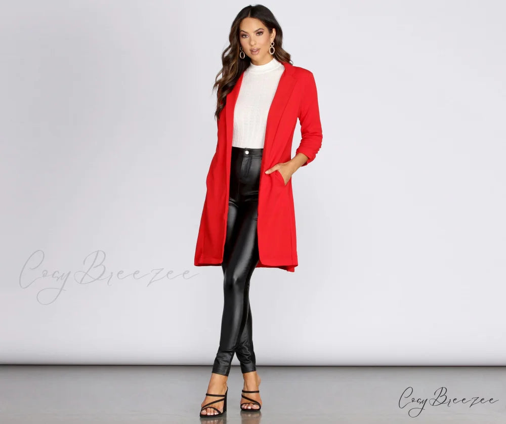 Crepe Longline Blazer for Boss Babes RED / S