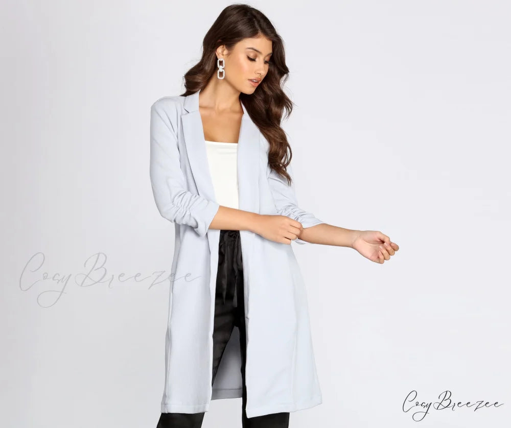 Crepe Longline Blazer for Boss Babes SILVER / S