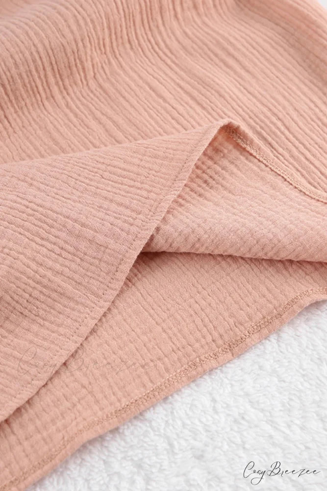 Crepe V Neck Puff Sleeve Loose Dress