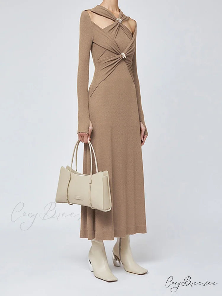 Criss Cross Cut Trendy Out Long Dress