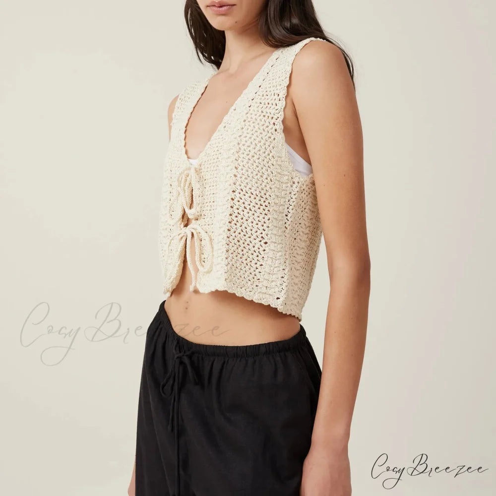 Crochet Hollow V-Neck Crop Top croptop-250223