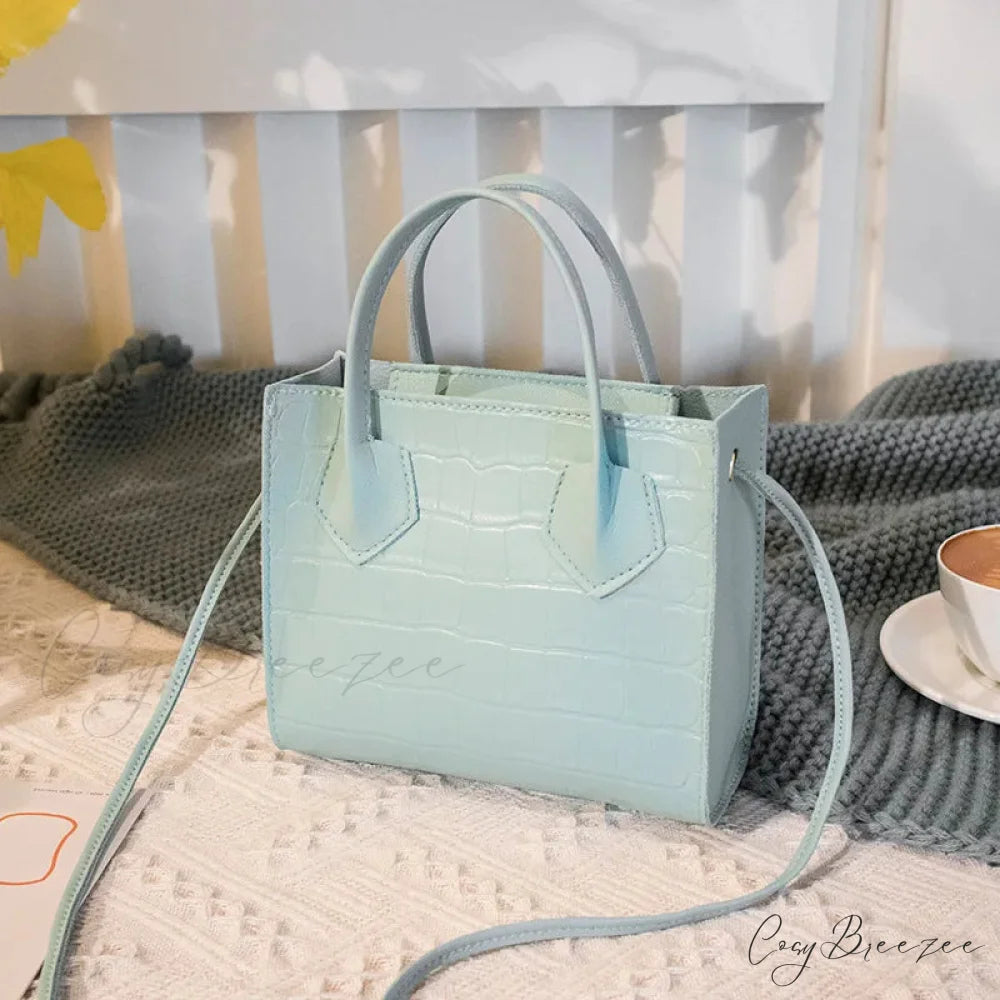 Crocodile Pattern Mini Luxury Womens Crossbody Handbag Blue handbag-250126