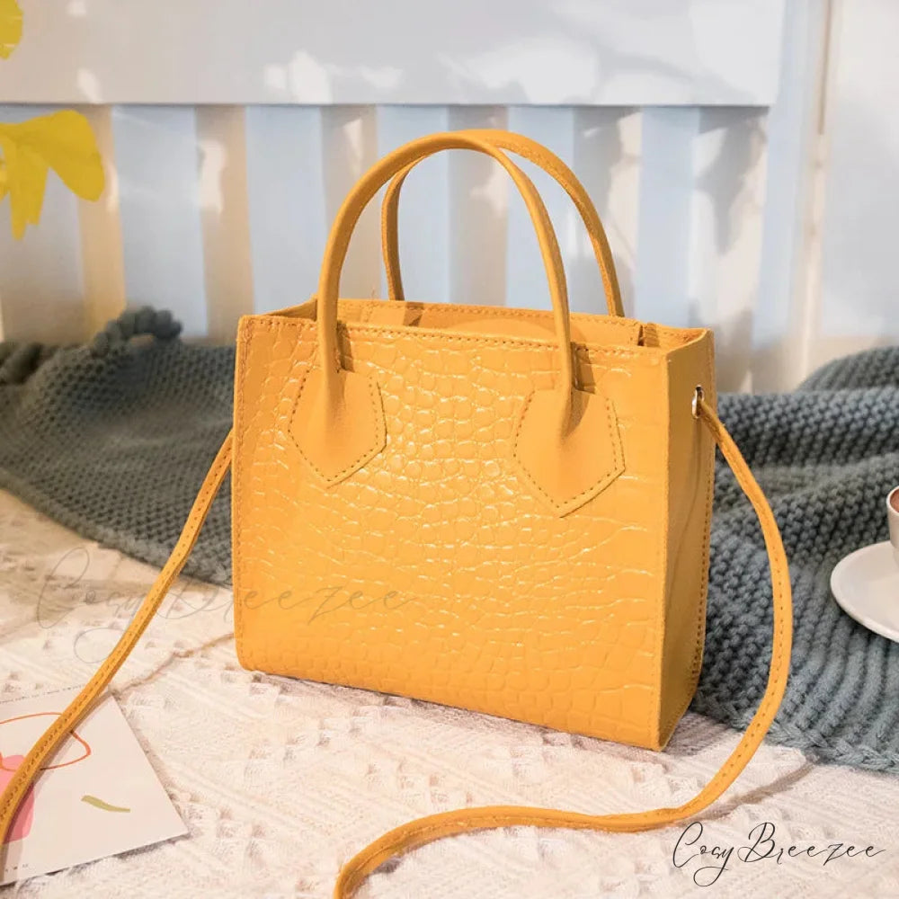 Crocodile Pattern Mini Luxury Womens Crossbody Handbag Yellow handbag-250126