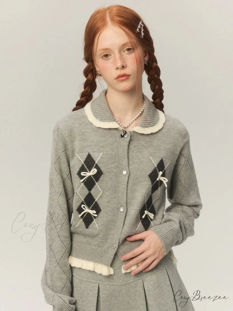 Cropped Bow Aesthetic Cardigan