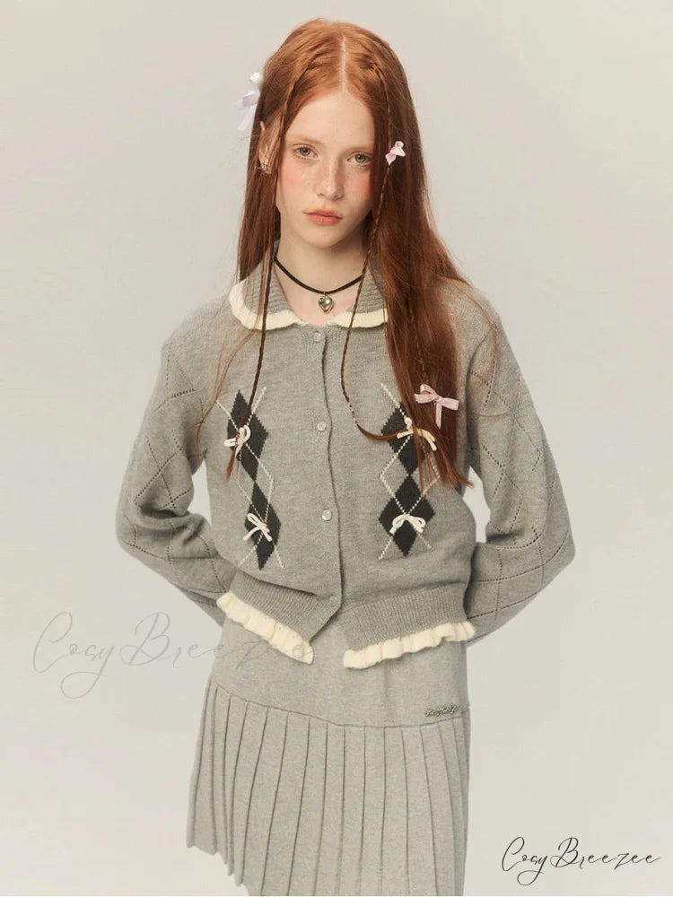 Cropped Bow Aesthetic Cardigan